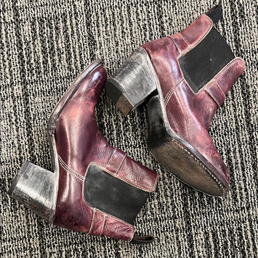 🤑⚡️SALE!🤑BED STU LIBERATE HARNESS CHELSEA burgundy BOOT BOOTIES 7M 🤑⚡️SALE!🤑 - Picture 2 of 7